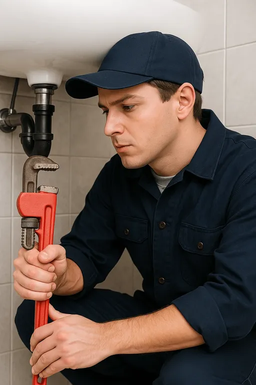 plumber repairing bathroom sink plumbing_1